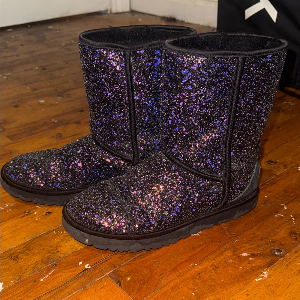 UGG Black and Purple Glitter Boots